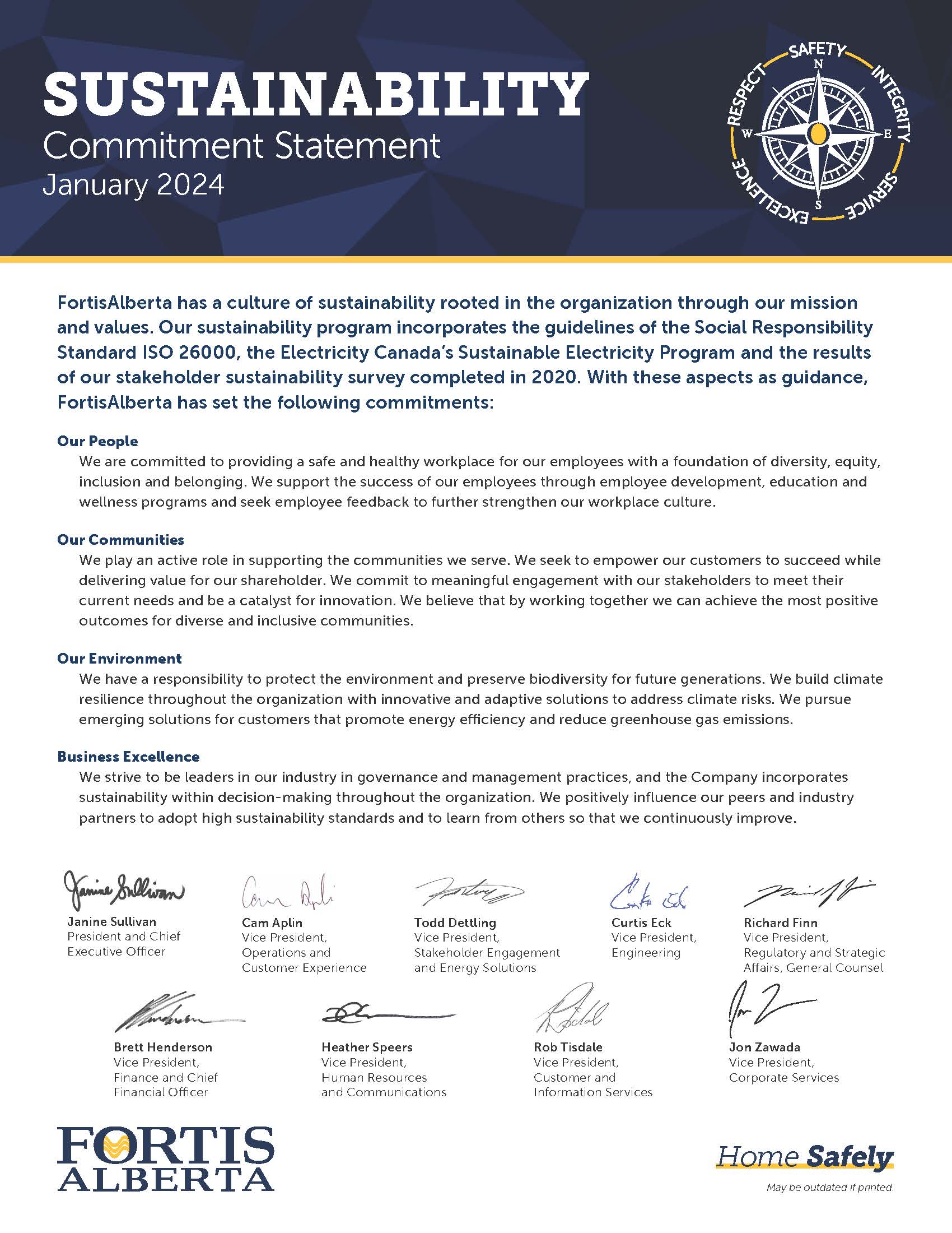 Sustainability - Commitment Statement