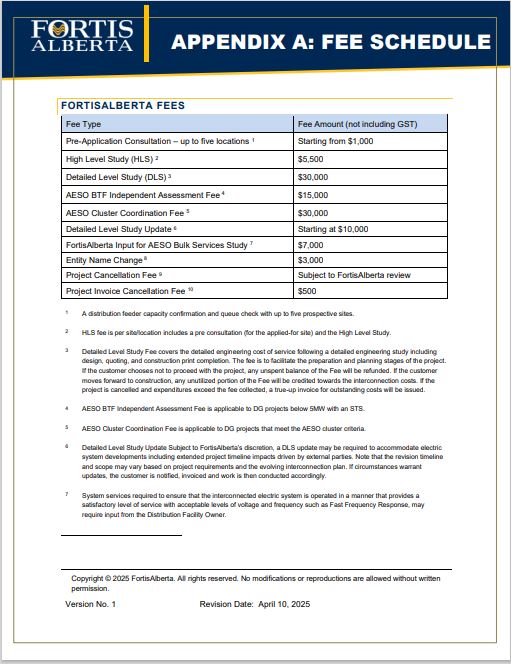 Appendix A - Fee Schedule