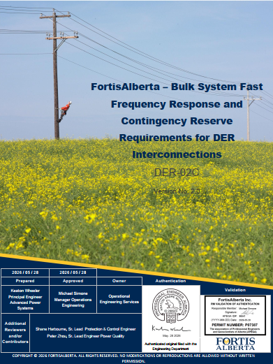 DER-02C FortisAlberta Fast Frequency Response and Contingency Reserve Requirements