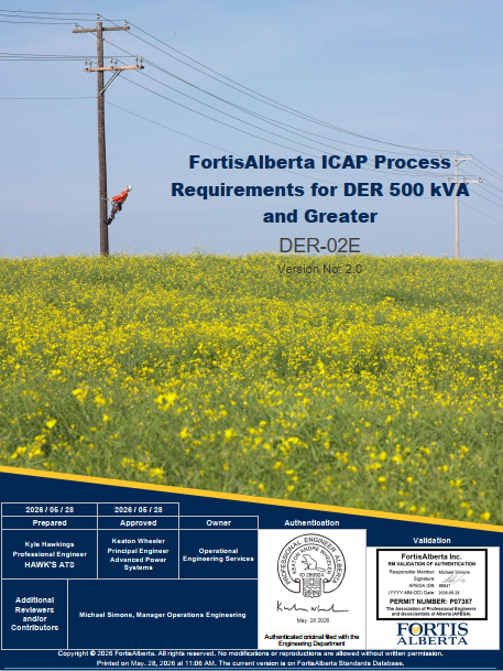 DER-02E - FortisAlberta ICAP Process Requirements for DER 500 kVA and Greater