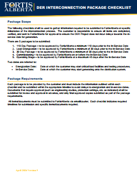 FortisAlberta - DER Interconnection Package Checklist