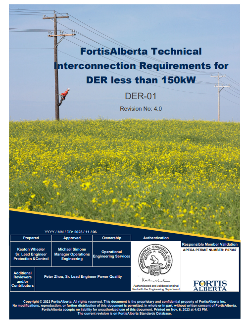 DER-01 - FortisAlberta Technical Interconnection Requirements - DER Under 150kW