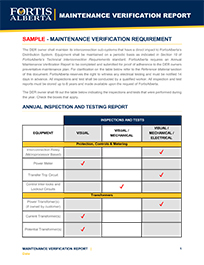 SAMPLE - Maintenance Verification Report